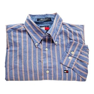 Tommy Hilfiger Men's Striped Button Down Shirt M Office Careerwear Preppy